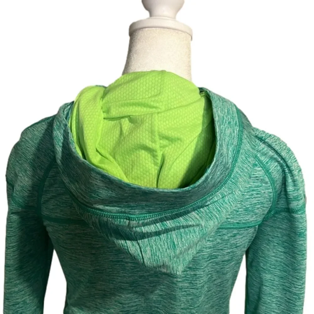 Dick’s LJ Black - low waist zip up workout jacket with hood teal and lime - S